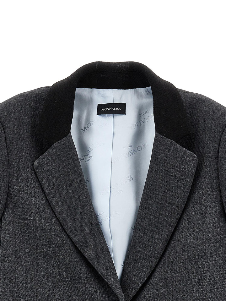 Giacca grigia e nera bambina con taglio classico 41B1012305 3050 Monnalisa kids 