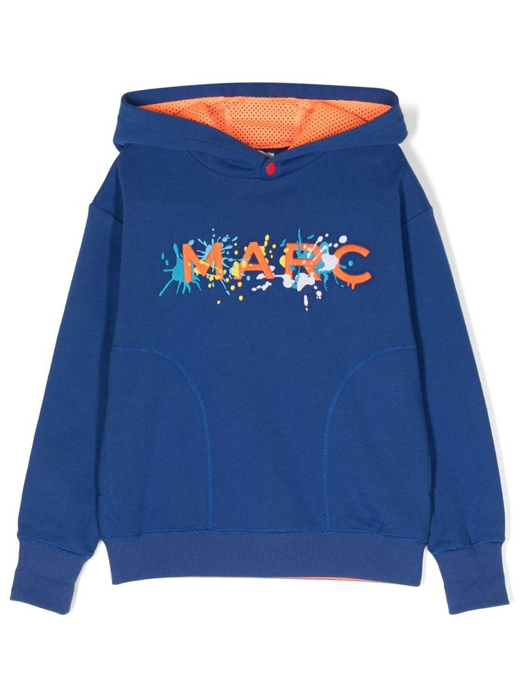 Felpa blu bambino con dettagli arancioni e cappuccio W25621 865 Marc Jacobs Kids 