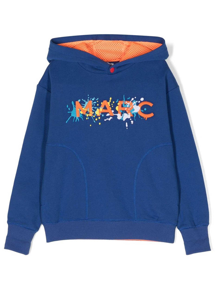 Felpa blu bambino con dettagli arancioni e cappuccio W25621 865 Marc Jacobs Kids 