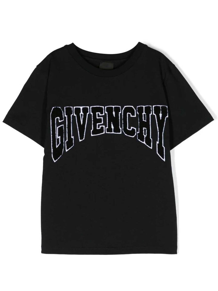 T-shirt nera bambino con applicazione H25452 09B Givenchy Kids 