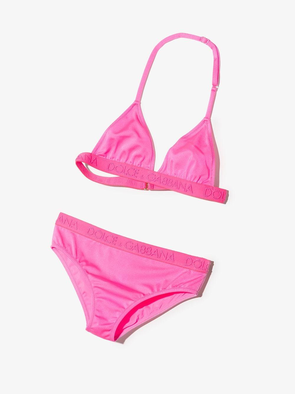 Set bikini fucsia con logo