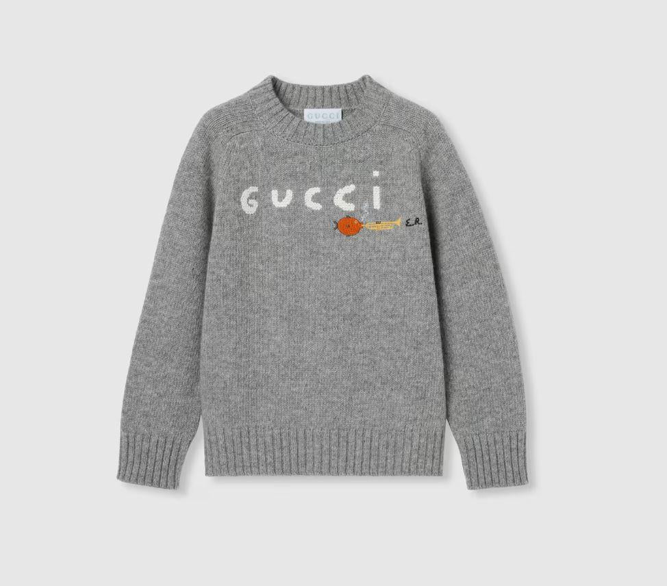 maglia grigia bambino 785287XKEW7 1104 GUCCI KIDS 