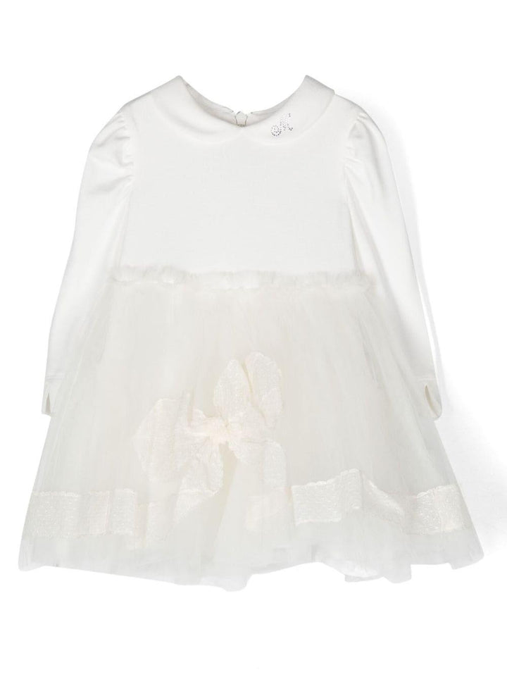 Abito bianco neonata in tulle a maniche lunghe