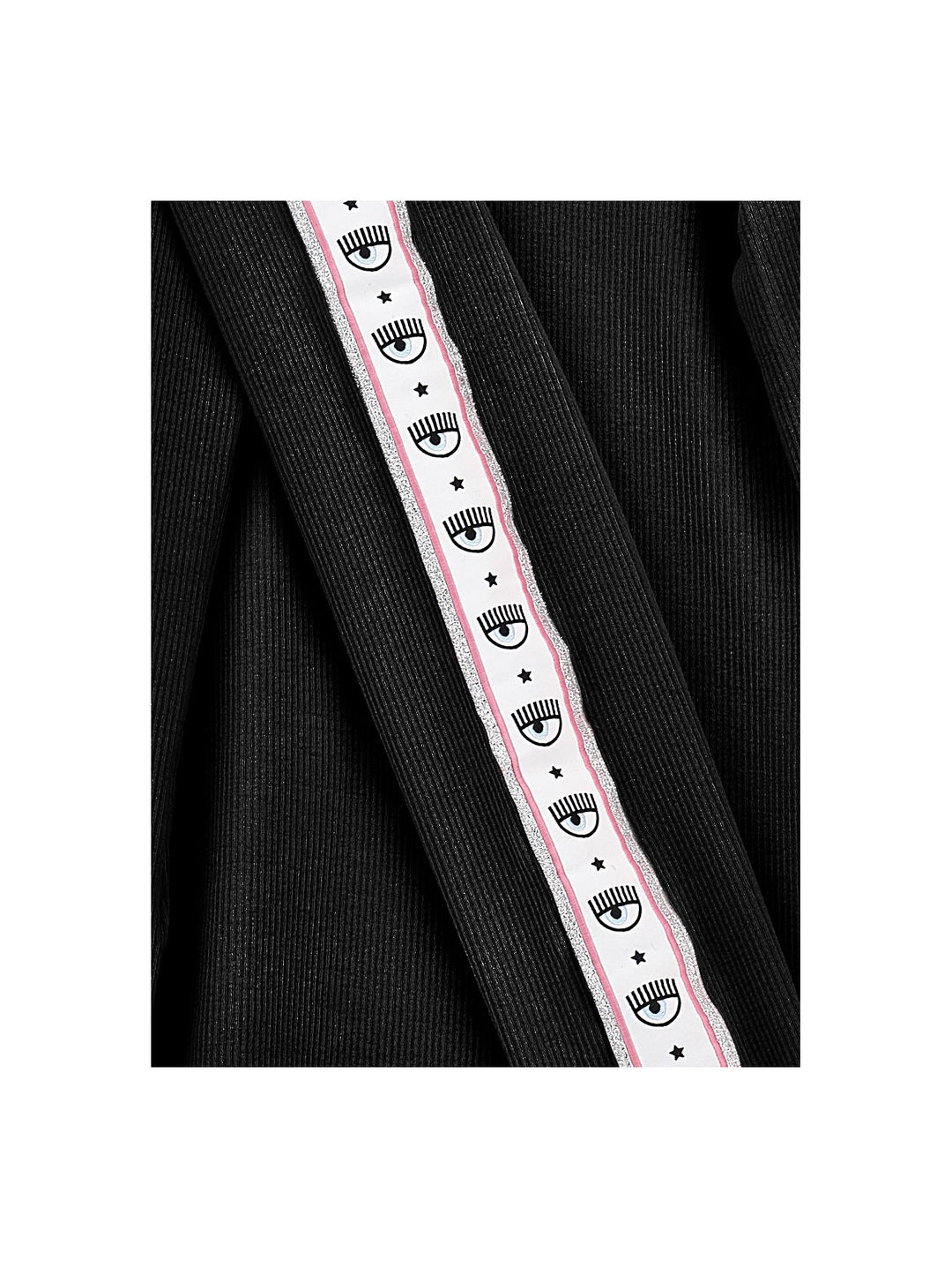 T-shirt nera bambina con bande laterali logate