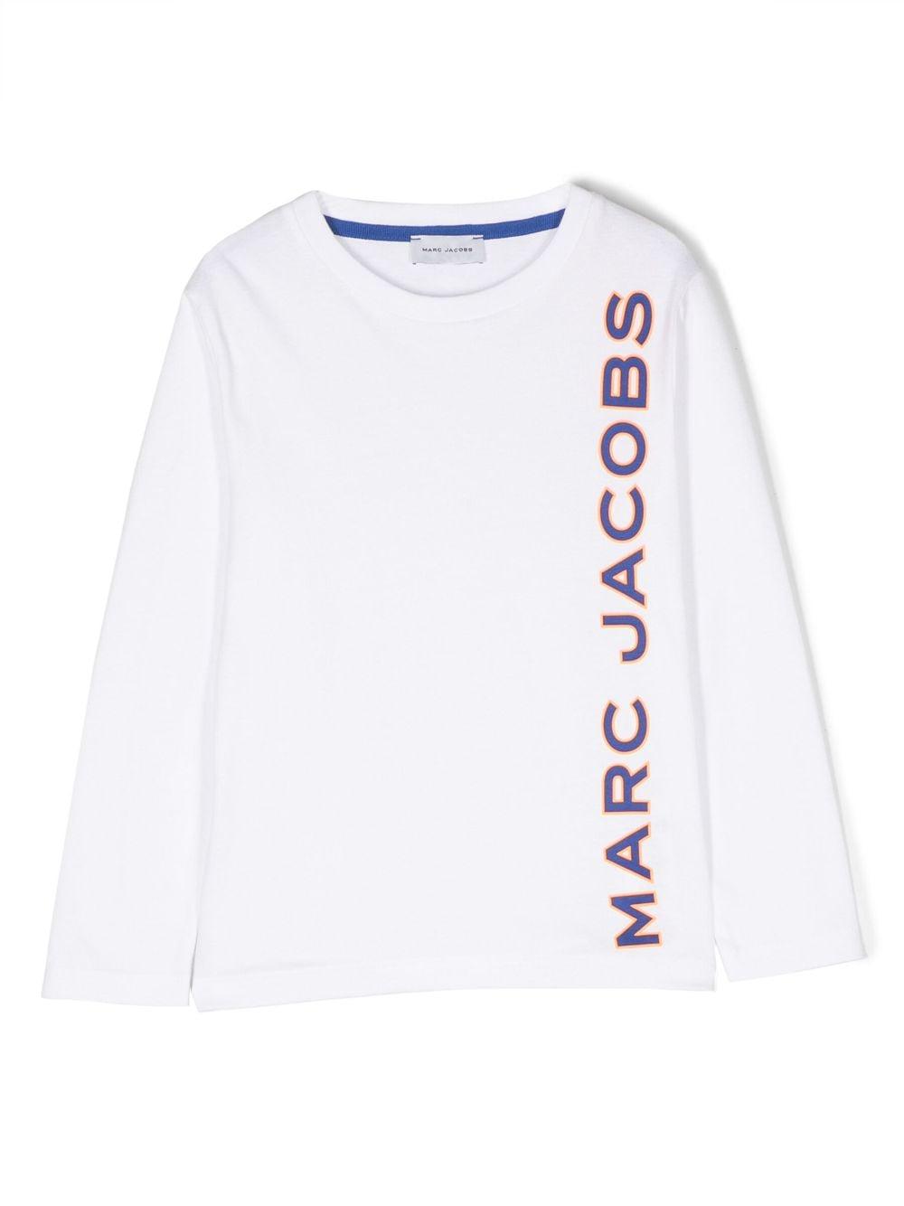 T-shirt bianca bambino con maniche lunghe e stampa W25602 10P Marc Jacobs Kids 
