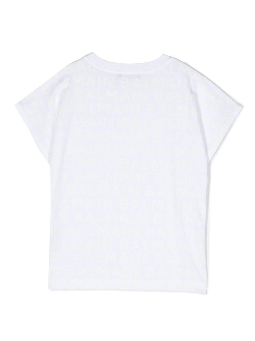 T-shirt bianca bambina con stampa color oro