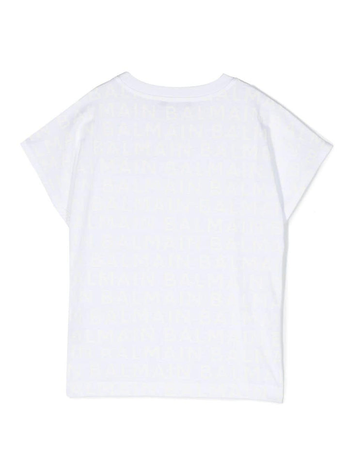 T-shirt bianca bambina con stampa color oro