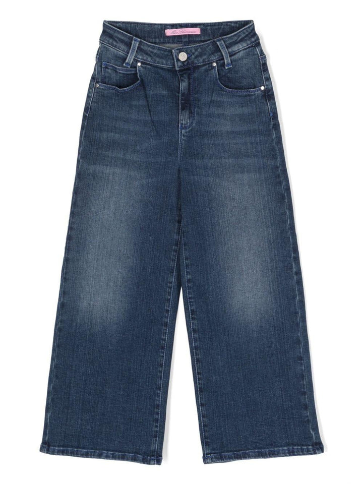 Pantaloni blu jeans bambina con logo