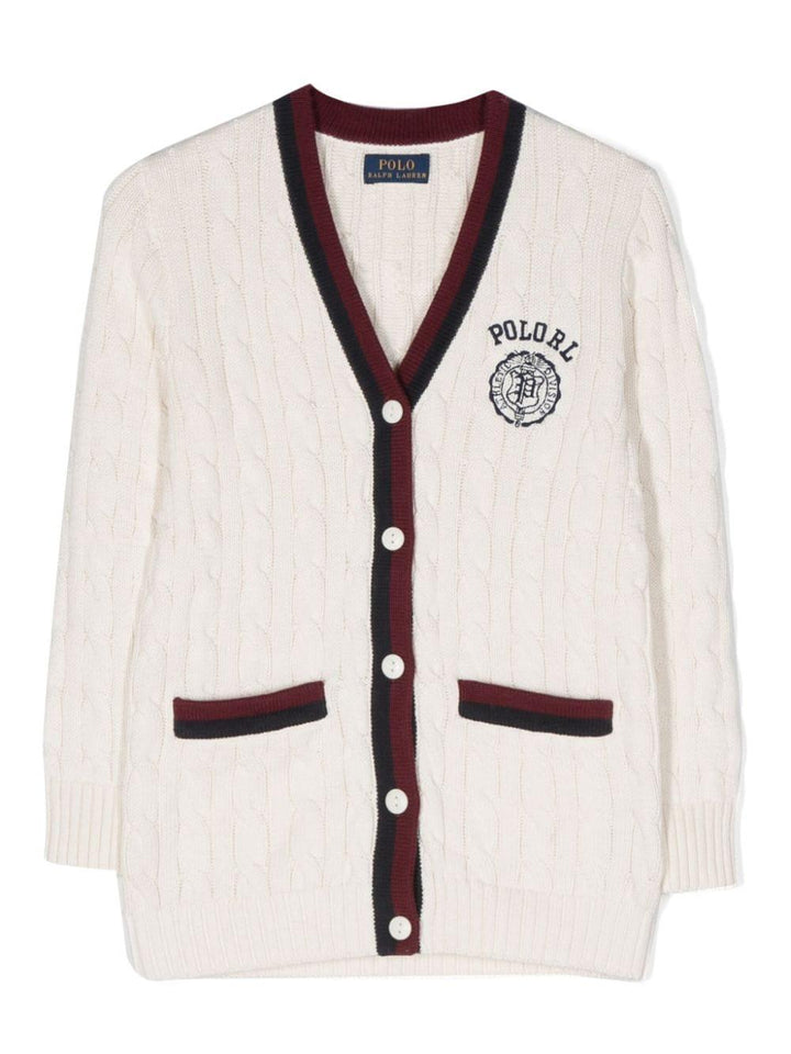 Cardigan bianco e multicolor bambina con logo 313916555 001 RALPH LAUREN KIDS 