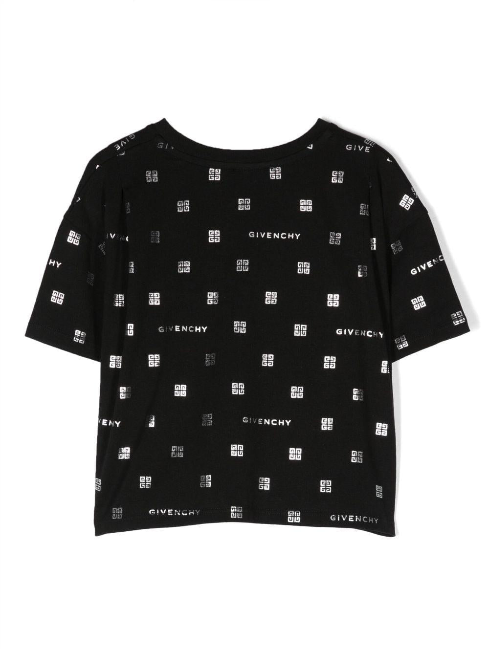 T-shirt nera bambina con stampa bianca H15344 09B Givenchy Kids 