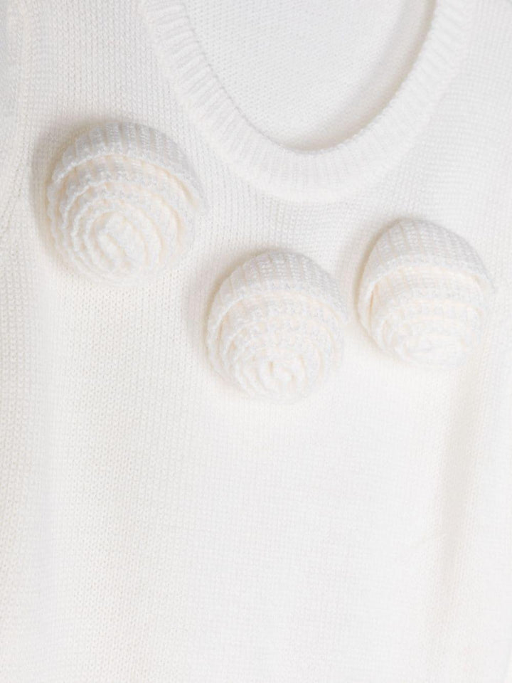 Maglione bianco bambina con applicazione a fiori
