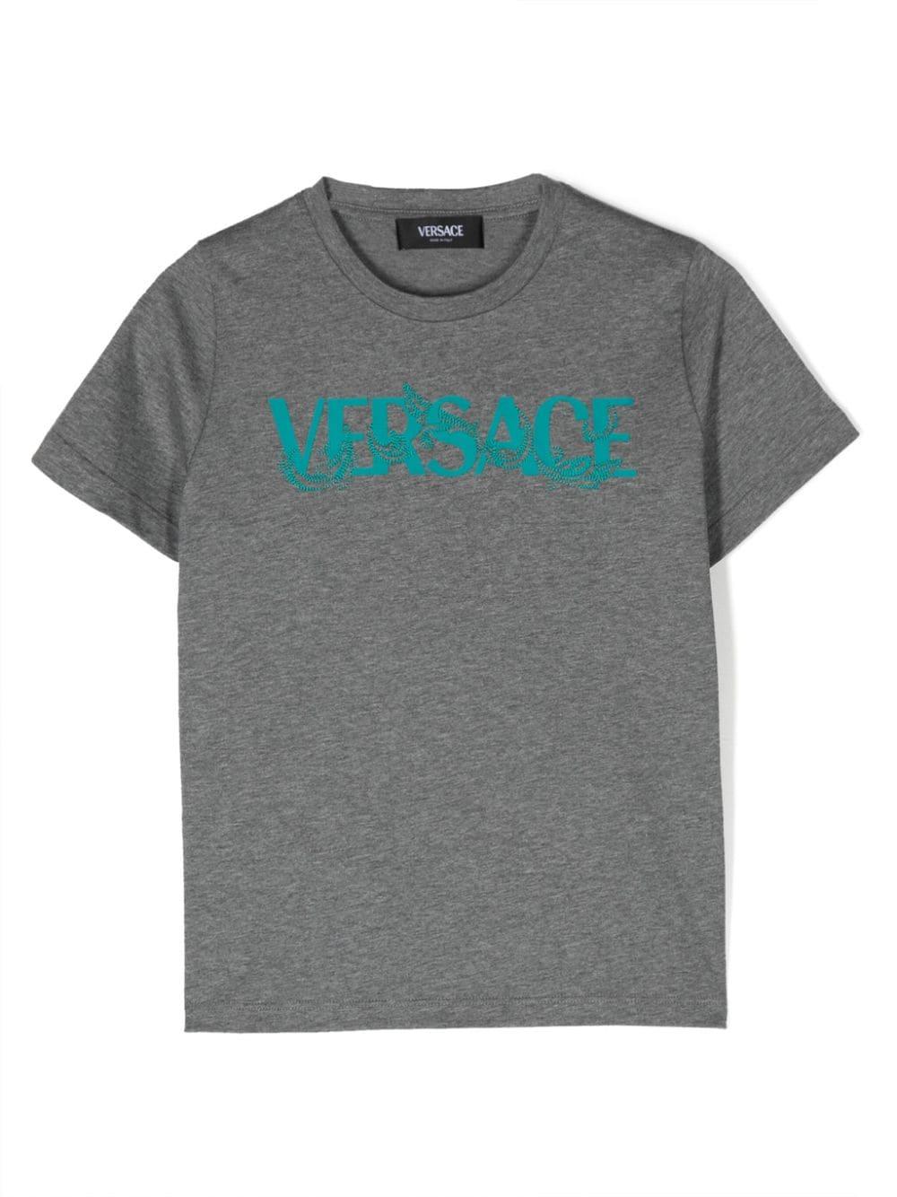 T-shirt grigia bambina 10001291A09368 2EF90 VERSACE 
