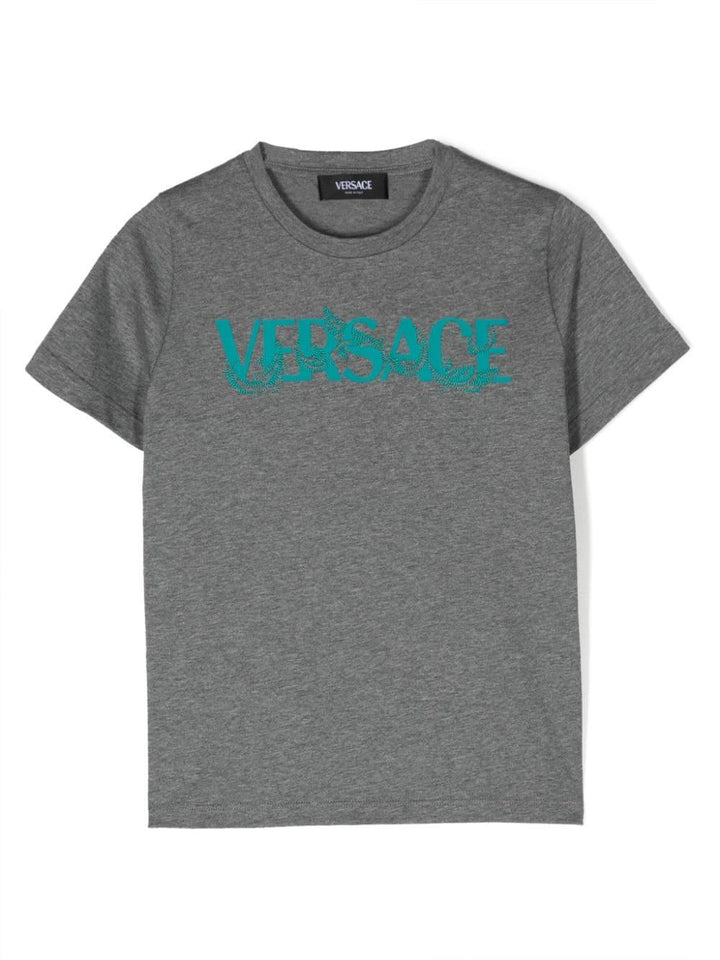 T-shirt grigia bambina 10001291A09368 2EF90 VERSACE 