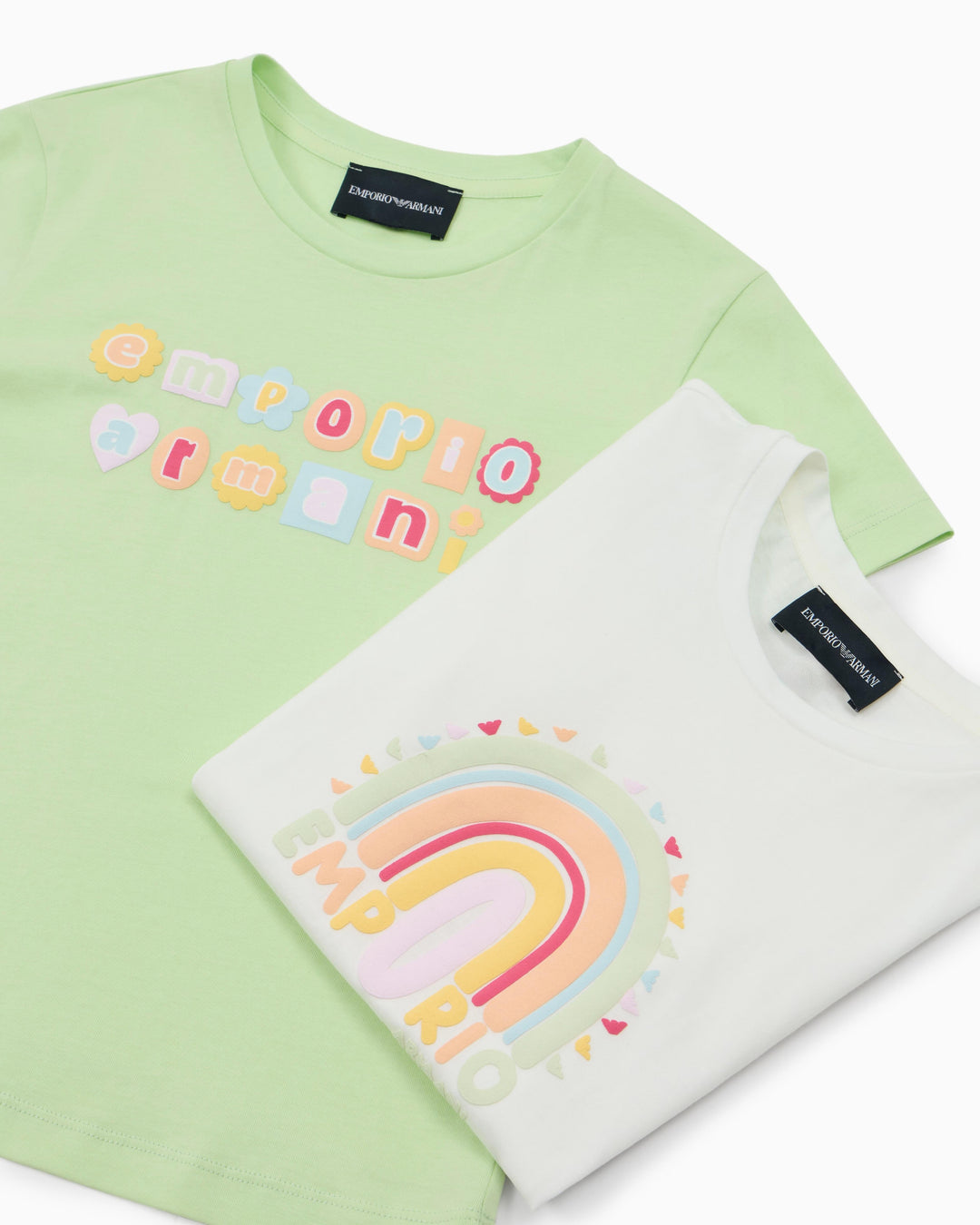 set t-shirt bianco/verde bambina