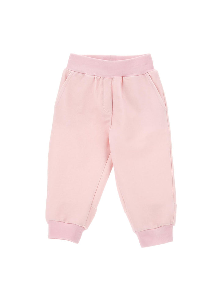 Pantalone rosa neonata con applicazioni posteriori