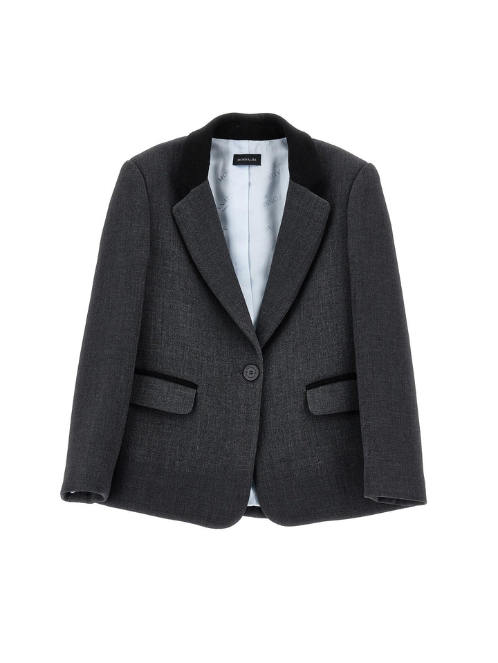 Giacca grigia e nera bambina con taglio classico 41B1012305 3050 Monnalisa kids 