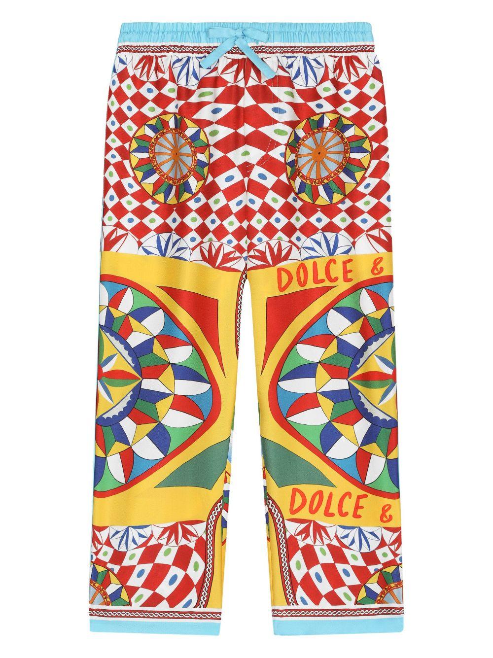 Pantaloni rosso/multicolore bambina