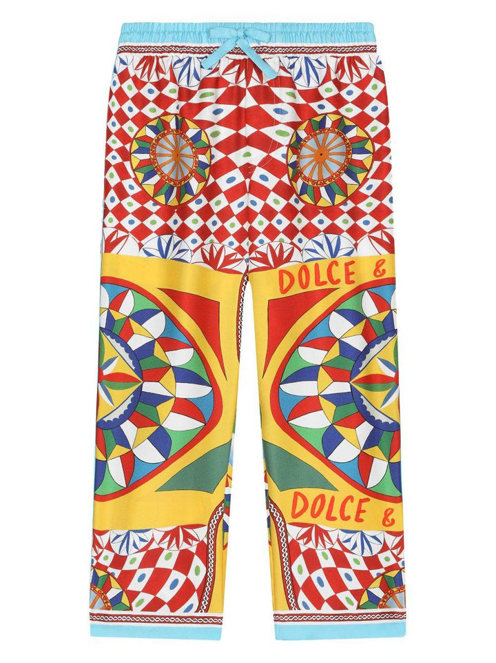 Pantaloni rosso/multicolore bambina