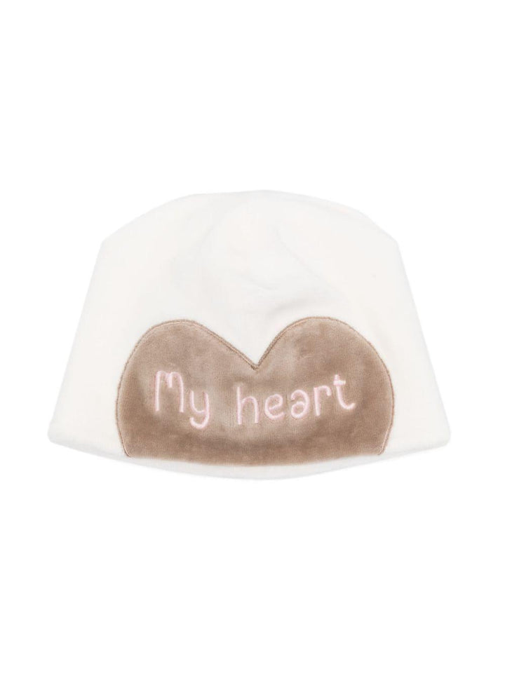 Cuffia bianca opaco neonata con applicazione