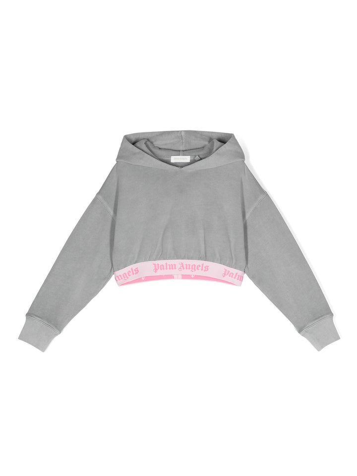 felpa crop grigia bambina