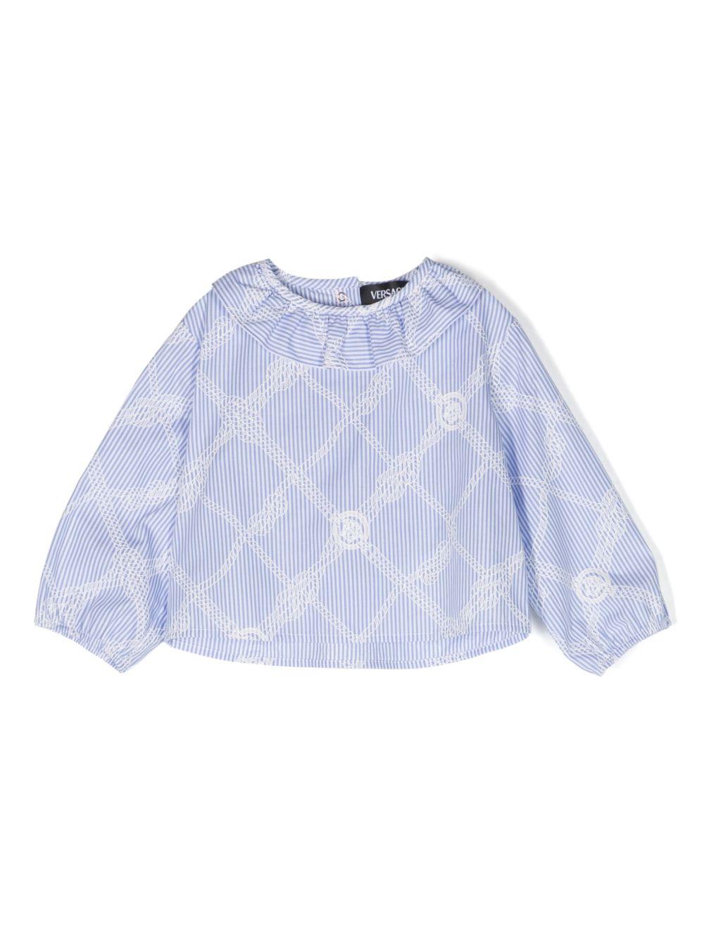 Blusa blu/bianca neonata
