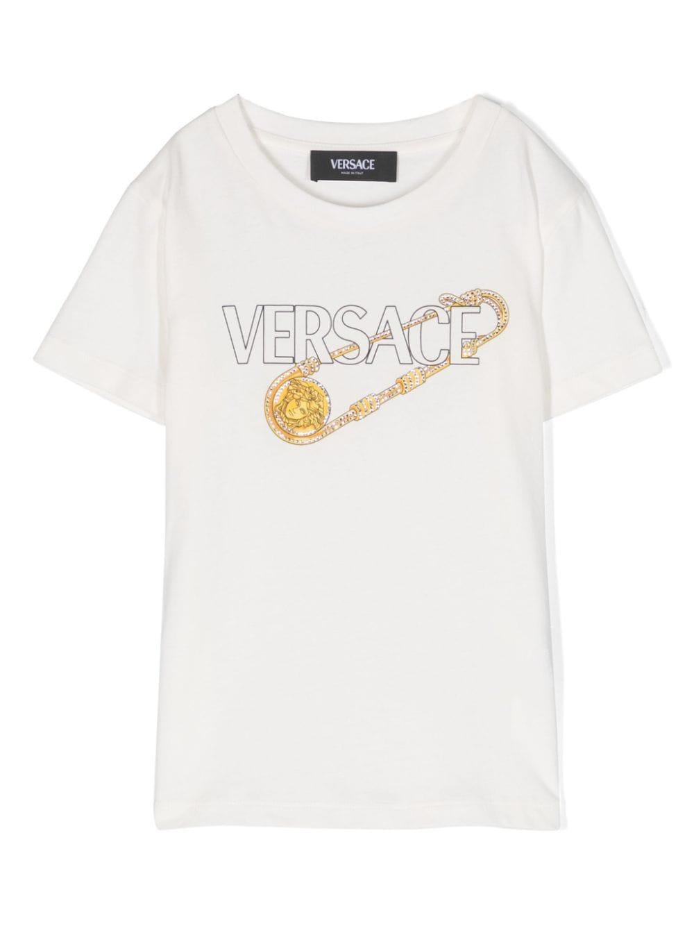 T-shirt bianca/oro bambino 10000521A10218 2W100 VERSACE 