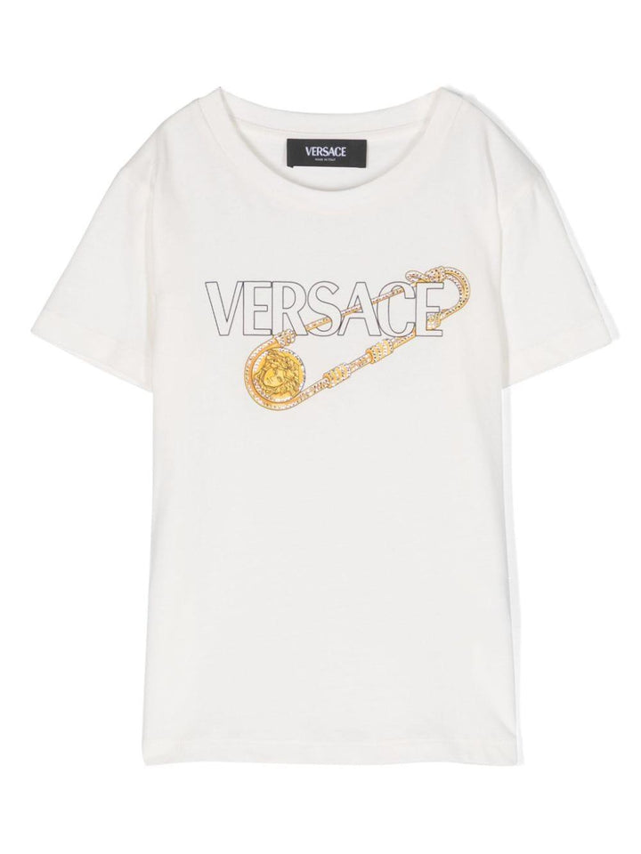 T-shirt bianca/oro bambino 10000521A10218 2W100 VERSACE 