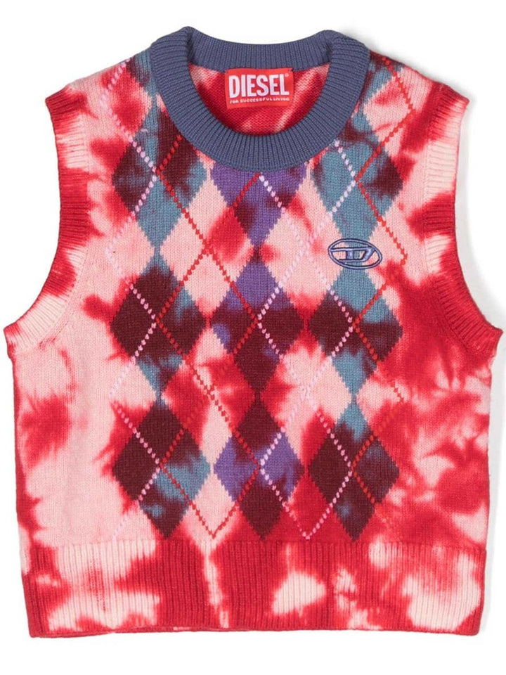 Top bambino rosso con stampa a rombi