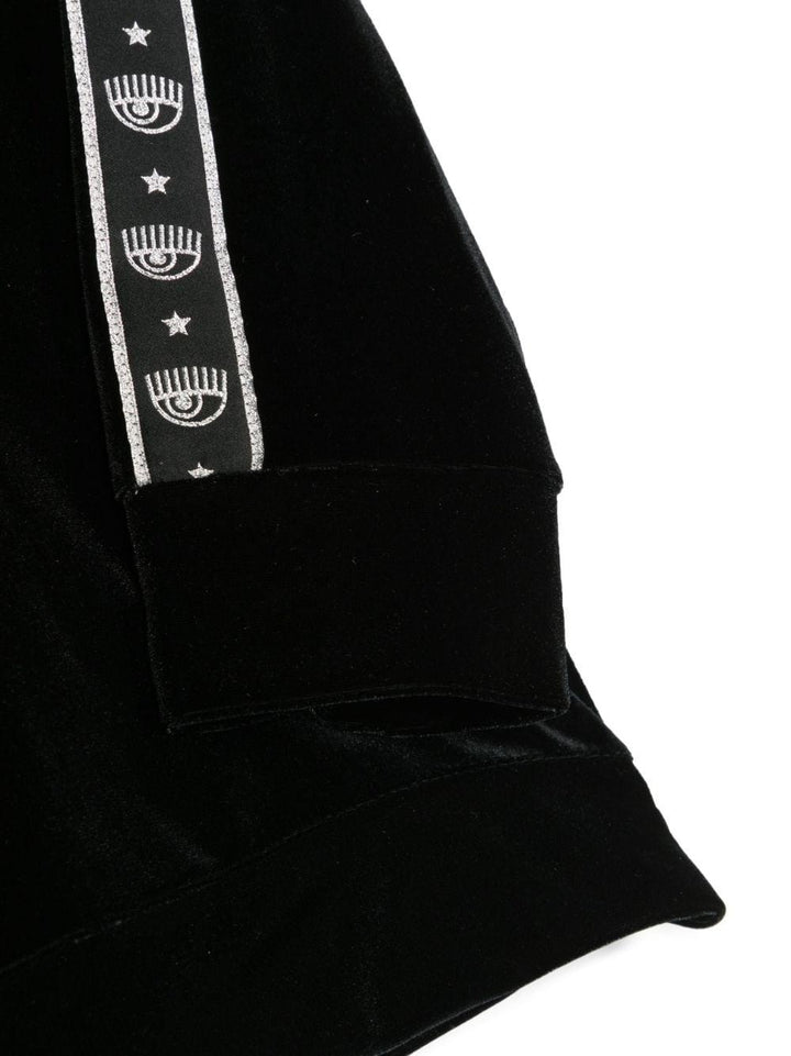 Felpa nera bambina con logo laterale