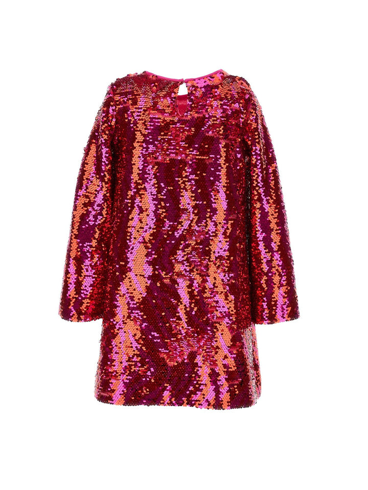 Abito rosso sangue e fucsia con paillettes bambina