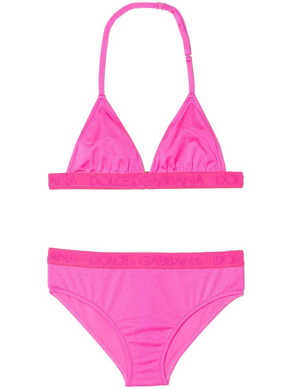Set bikini fucsia con logo