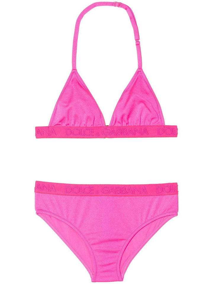 Set bikini fucsia con logo