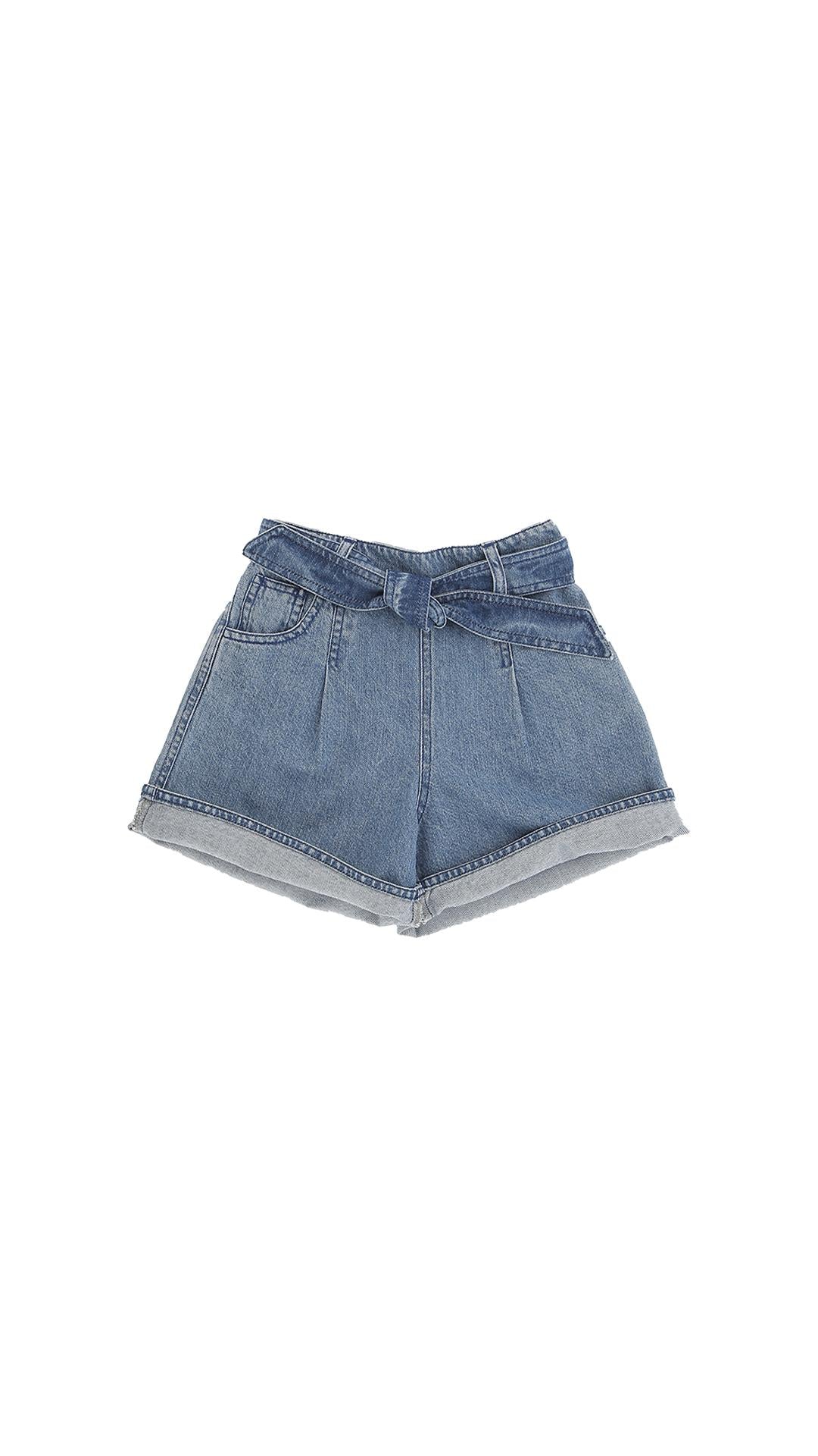Shorts blu denim bambina