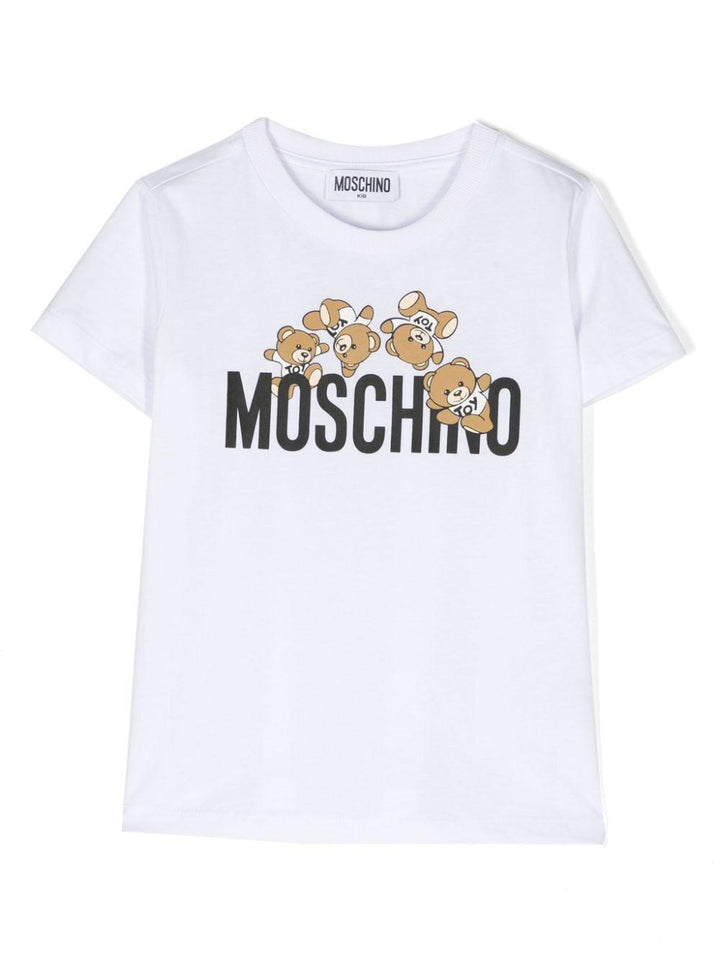 T-shirt bambina bianca/nera HMM04KLAA03 10101 MOSCHINO KIDS 