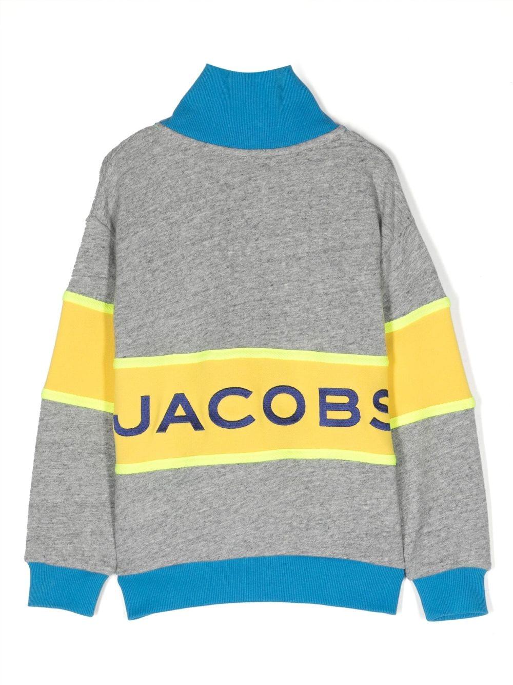 Felpa grigia e blu bambino con zip e stampa gialla W25626 A35 Marc Jacobs Kids 