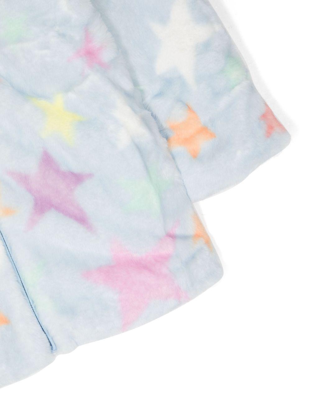 Giacca bambina in shearling con stampa multicolor