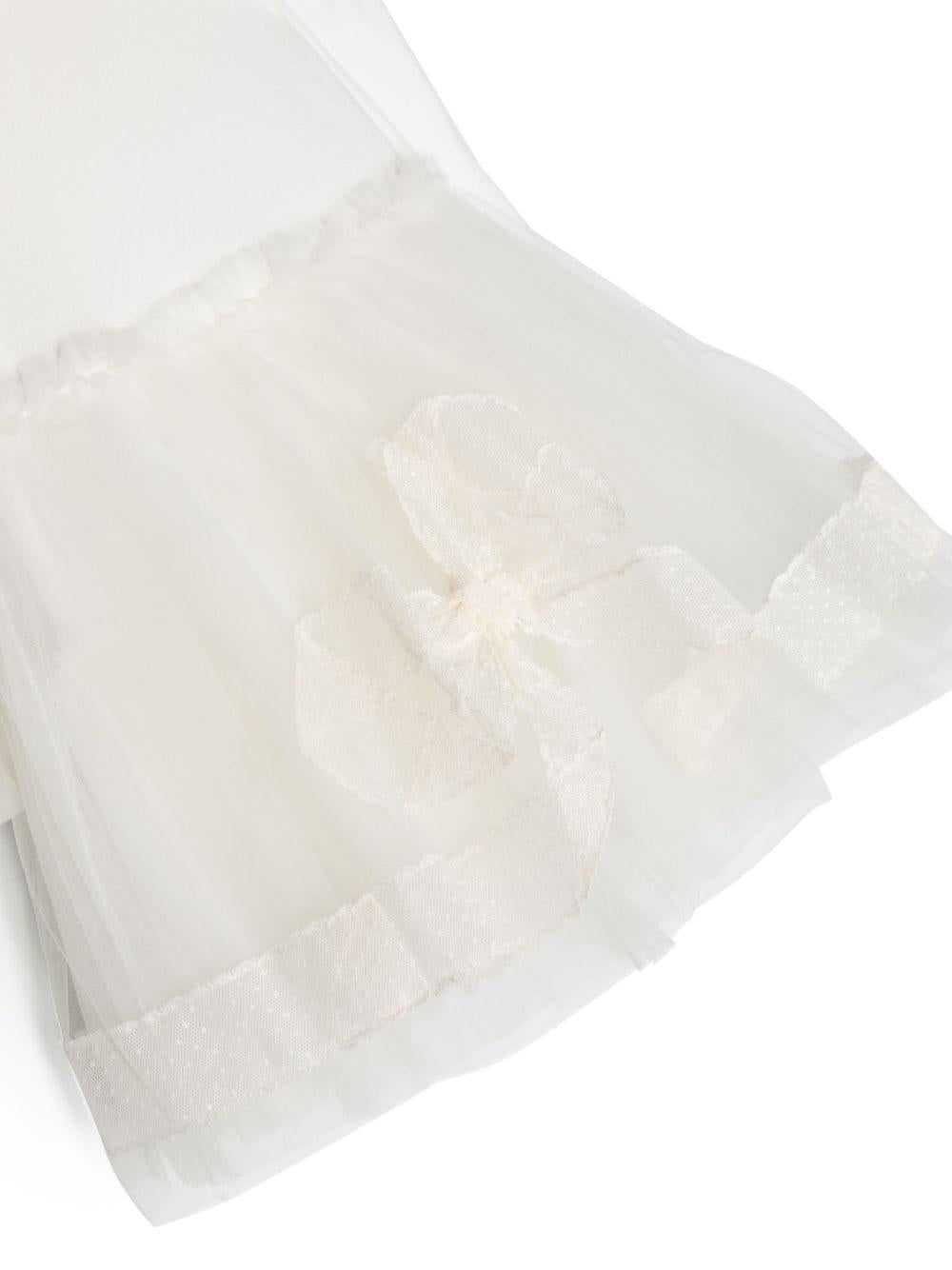 Abito bianco neonata in tulle a maniche lunghe