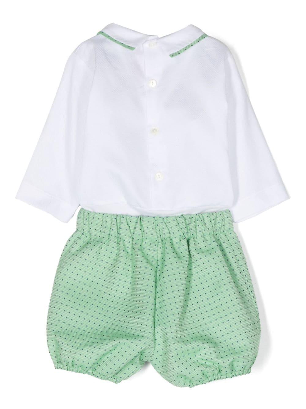 Completo bianco e verde menta neonata