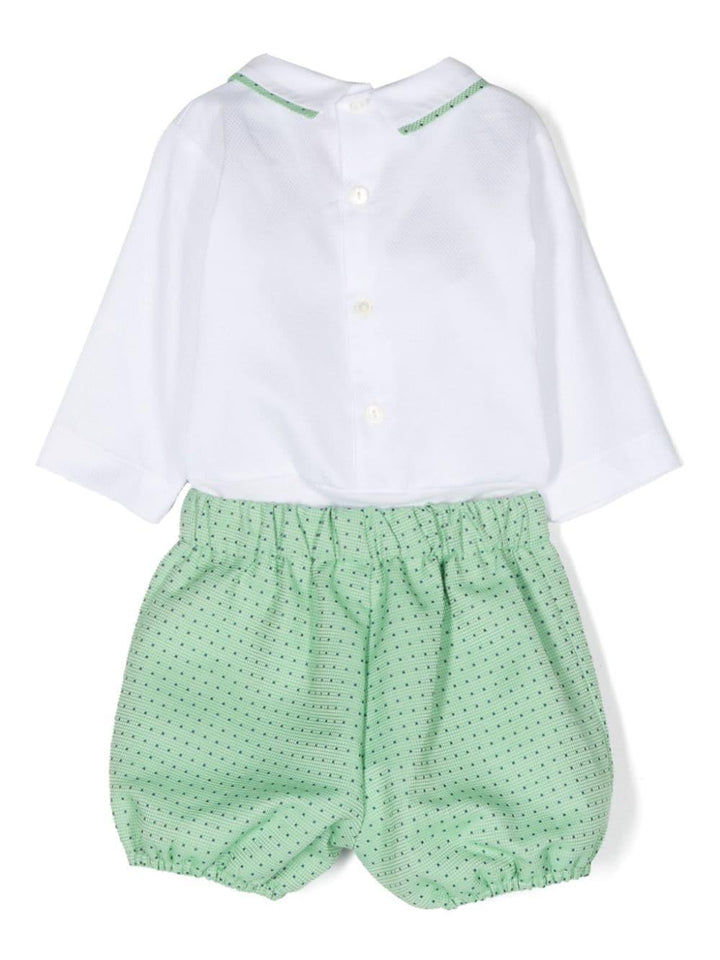 Completo bianco e verde menta neonata