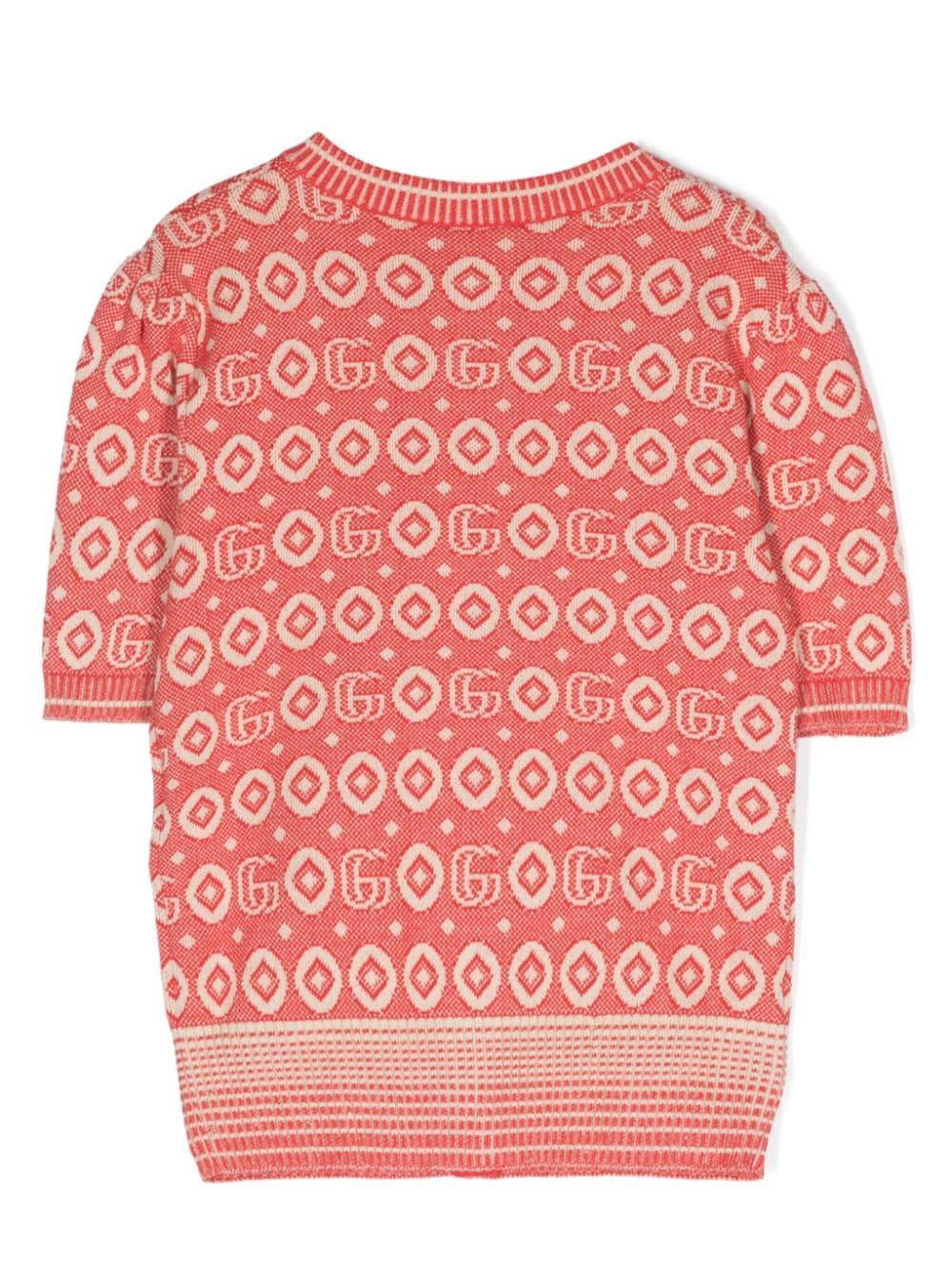 Cardigan rosso/beige bambina