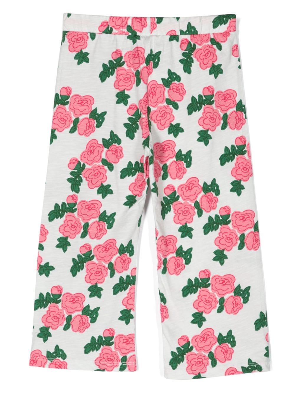 Pantaloni a fiori bambina colore bianco