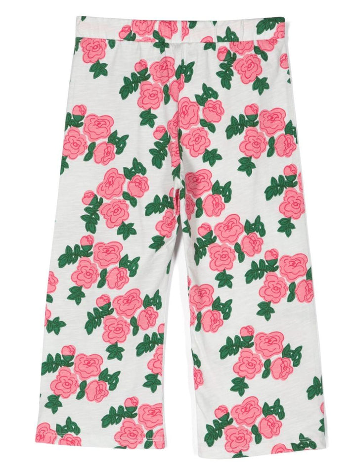 Pantaloni a fiori bambina colore bianco