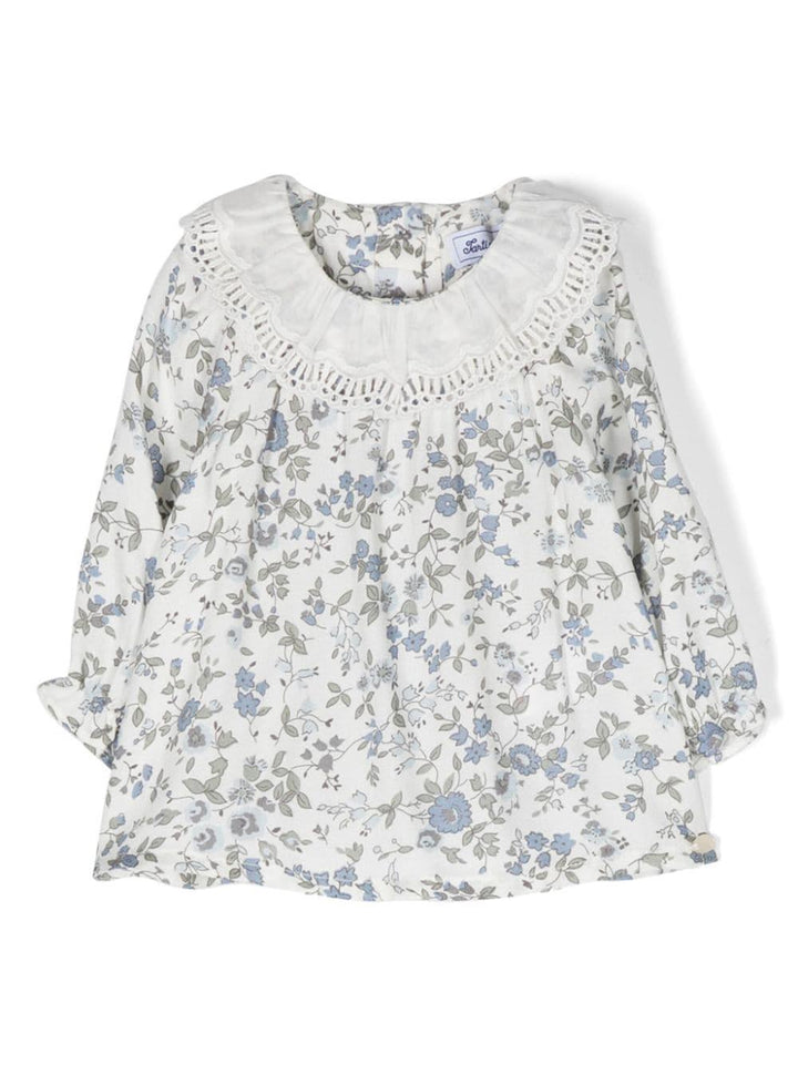 Blusa a fiori bianca e multicolor neonata