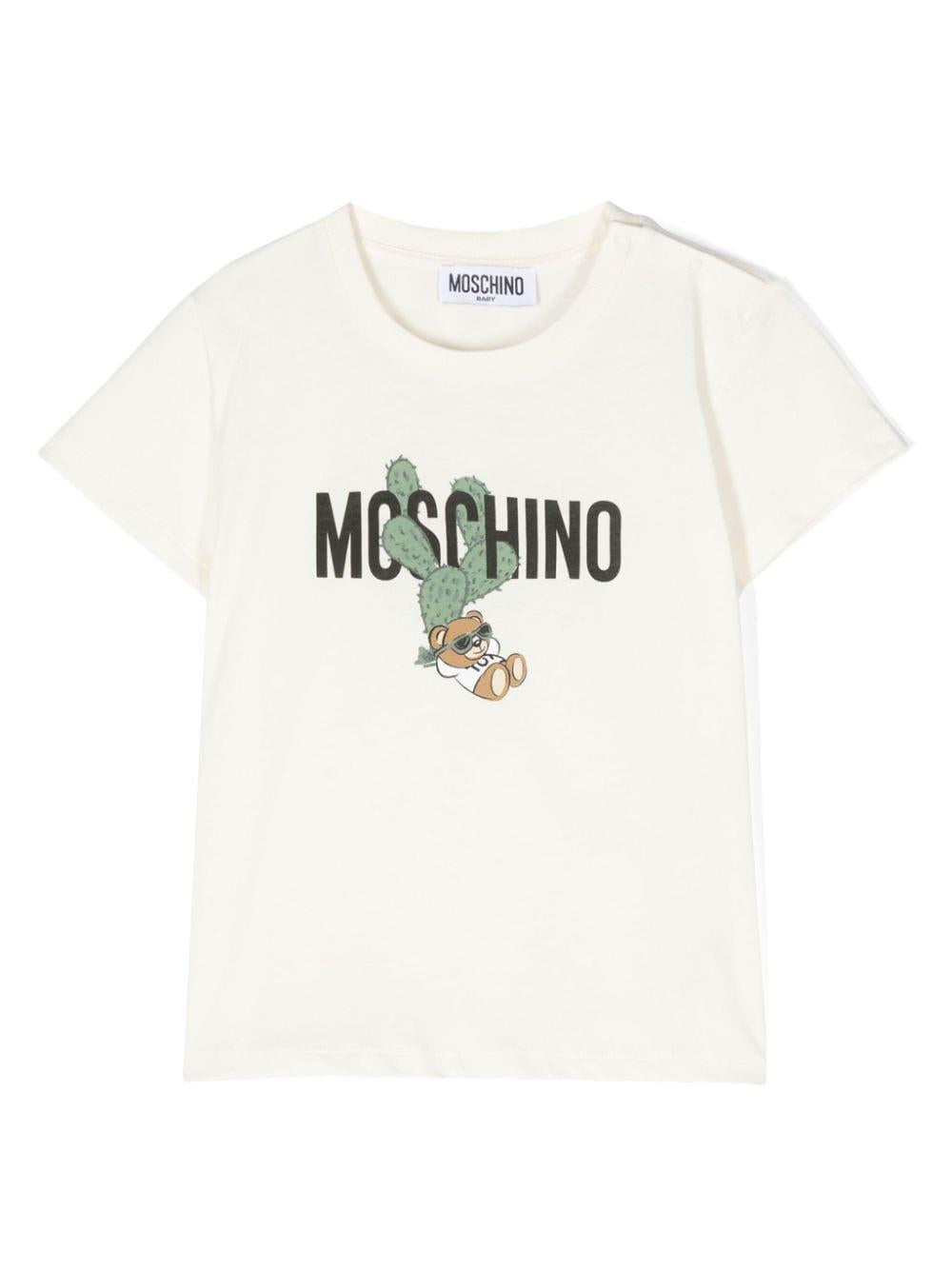 T-shirt panna neonato MXM032LAA02 20059 MOSCHINO KIDS 