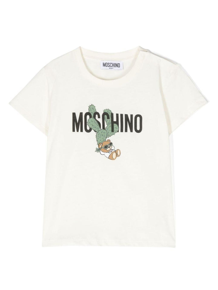 T-shirt panna neonato MXM032LAA02 20059 MOSCHINO KIDS 