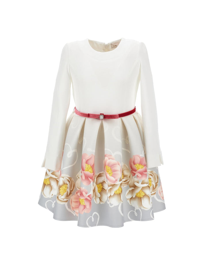 Abito bianco opaco e multicolor bambina con stampa floreale