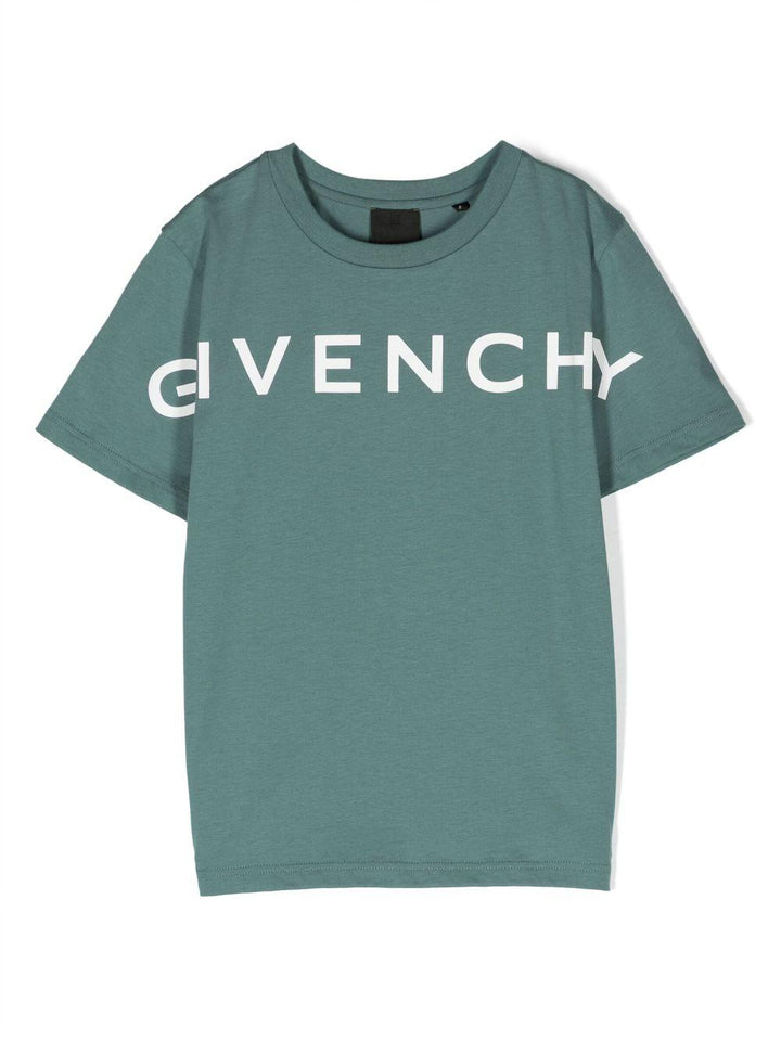 T-shirt verde bambino con stampa bianca H25447 630 Givenchy Kids 
