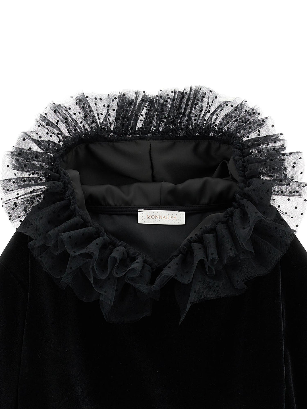 Felpe nera bambina con tulle applicato al cappuccio 71B6012850 0050 Monnalisa kids 