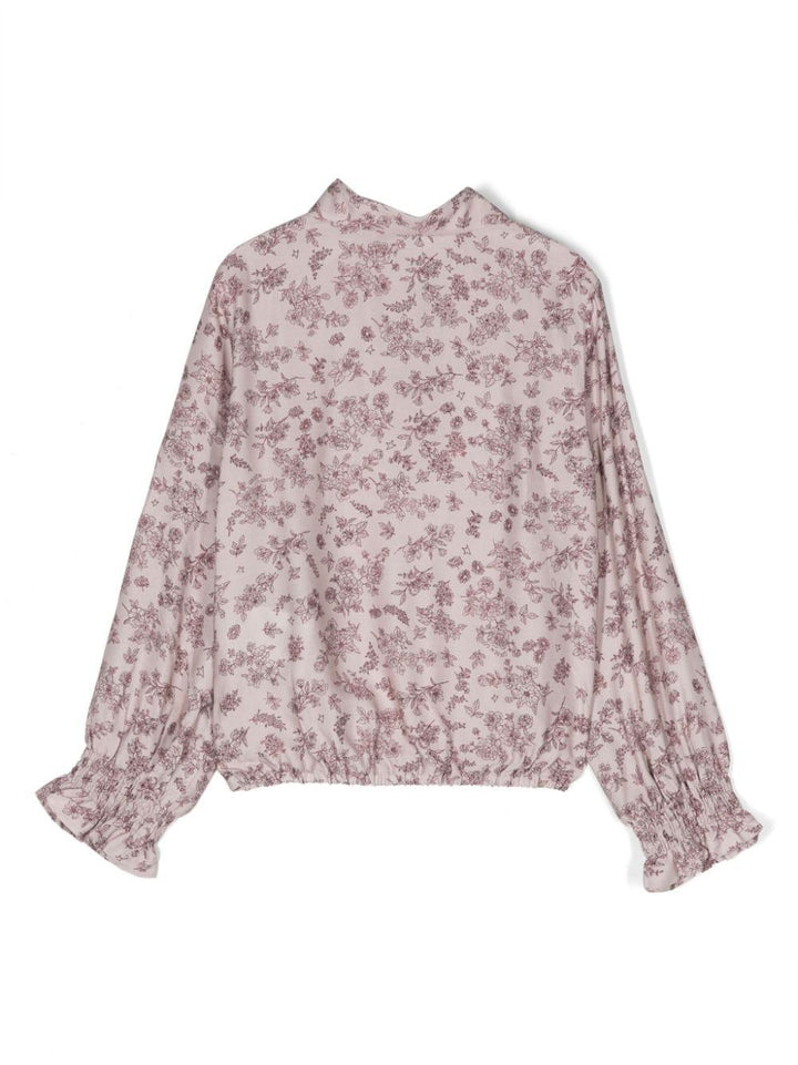 Top a fiori rosa scuro bambina