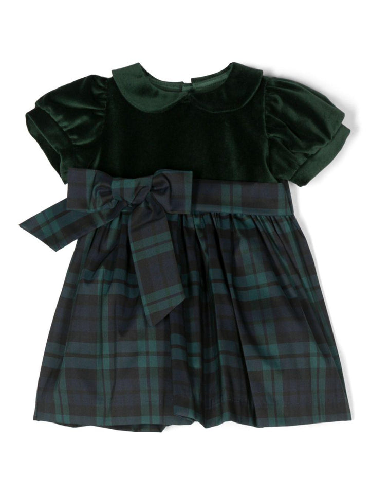 Abito a quadri verde neonata